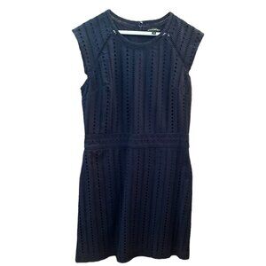 Banana Republic Women's Navy Blue Cotton Eyelet Lace Dress 10 Classic Coastal